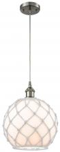 Innovations Lighting 516-1P-SN-G121-10RW - Farmhouse Rope - 1 Light - 10 inch - Brushed Satin Nickel - Cord hung - Mini Pendant