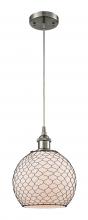 Innovations Lighting 516-1P-SN-G121-8CBK - Farmhouse Chicken Wire - 1 Light - 8 inch - Brushed Satin Nickel - Cord hung - Mini Pendant