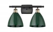 Innovations Lighting 516-2W-BAB-MBD-75-GR - Plymouth - 2 Light - 18 inch - Black Antique Brass - Bath Vanity Light