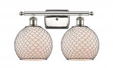 Innovations Lighting 516-2W-PN-G121-8CBK - Farmhouse Chicken Wire - 2 Light - 18 inch - Polished Nickel - Bath Vanity Light