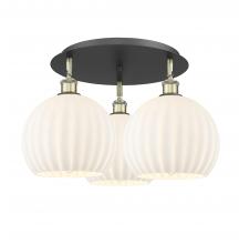 Innovations Lighting 516-3C-BAB-G1217-10WV - White Venetian - 3 Light - 22 inch - Black Antique Brass - Flush Mount