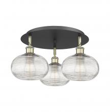 Innovations Lighting 516-3C-BAB-G555-8CL - Ithaca - 3 Light - 20 inch - Black Antique Brass - Flush Mount