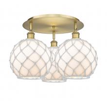 Innovations Lighting 516-3C-BB-G121-10RW - Farmhouse Rope - 3 Light - 22 inch - Brushed Brass - Semi-Flush Mount