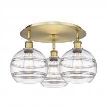 Innovations Lighting 516-3C-BB-G556-8CL - Rochester - 3 Light - 20 inch - Brushed Brass - Flush Mount