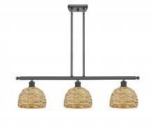 Innovations Lighting 516-3I-BK-RBD-8-NAT - Woven Rattan - 3 Light - 36 inch - Matte Black - Multi Pendant