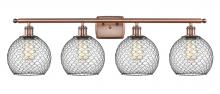 Innovations Lighting 516-4W-AC-G122-8CBK - Farmhouse Chicken Wire - 4 Light - 38 inch - Antique Copper - Bath Vanity Light