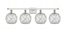 Innovations Lighting 516-4W-WPC-G122-8RW - Farmhouse Rope - 4 Light - 38 inch - White Polished Chrome - Bath Vanity Light