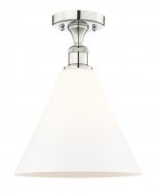 Innovations Lighting 616-1F-PN-GBC-121 - Berkshire - 1 Light - 12 inch - Polished Nickel - Semi-Flush Mount