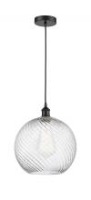 Innovations Lighting 616-1P-BK-G1214-12 - Athens Twisted Swirl - 1 Light - 12 inch - Matte Black - Cord hung - Mini Pendant