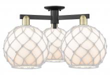 Innovations Lighting 716-3F-BAB-G121-10RW - Farmhouse Rope - 3 Light - 28 inch - Black Antique Brass - Semi-Flush Mount