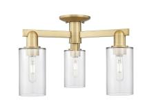 Innovations Lighting 716-3F-BB-G802 - Clymer - 3 Light - 21 inch - Brushed Brass - Semi-Flush Mount