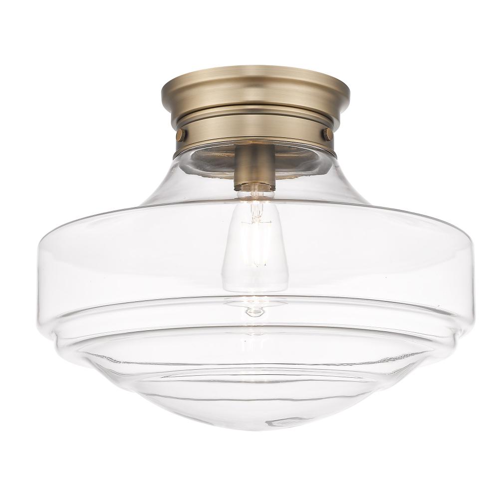 Ingalls Large Semi-Flush in Modern Brass and Clear Glass Shade