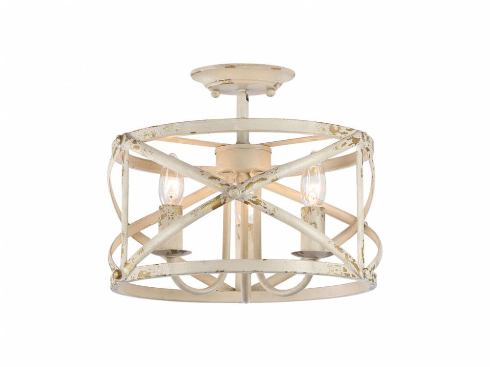 Alcott 3-Light Semi-Flush in Antique Ivory