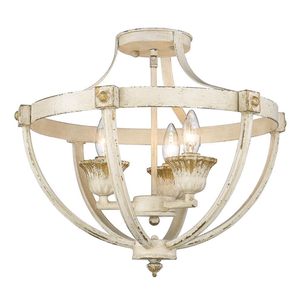 Jules 3 Light Semi-Flush in Antique Ivory