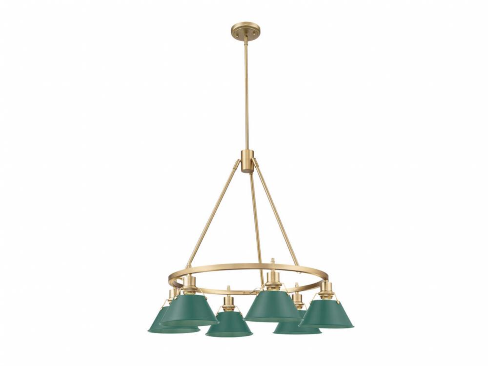 Orwell 6-Light Chandelier in Brushed Champagne Bronze with Pine Green