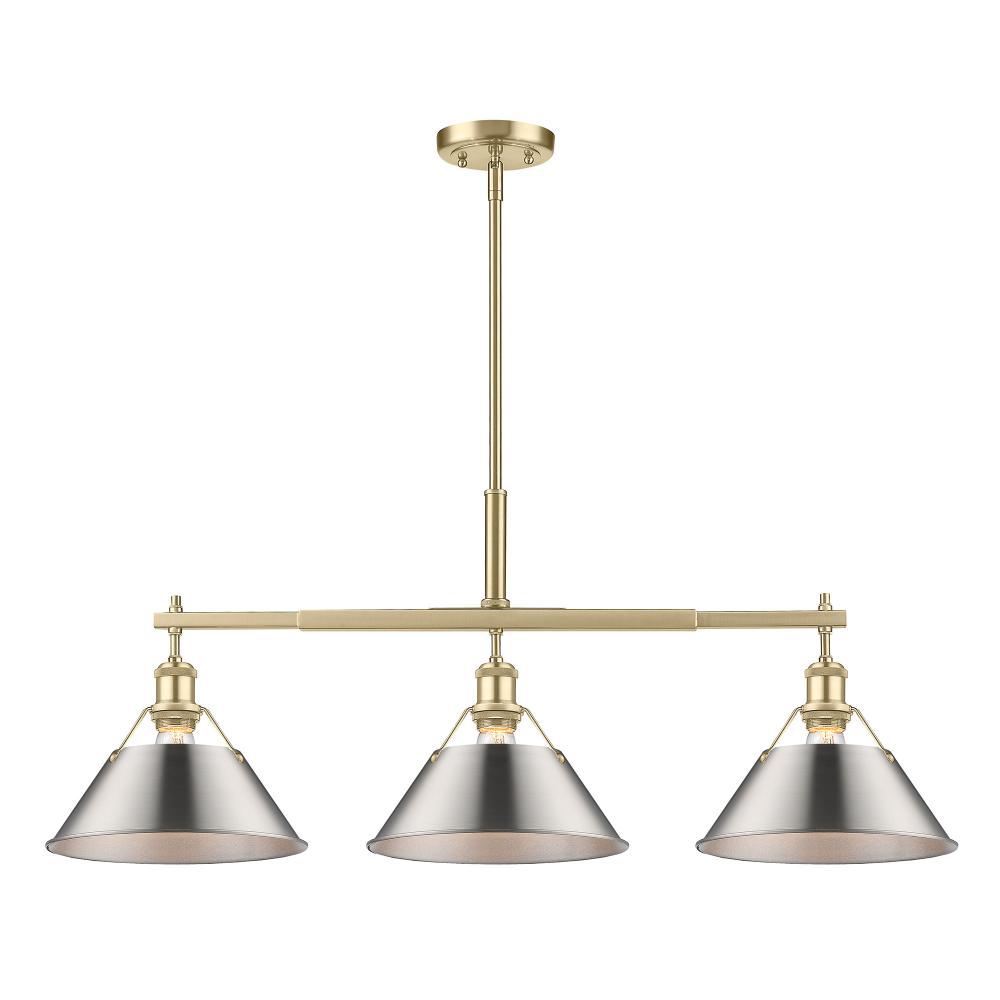 Orwell BCB 3 Light Linear Pendant in Brushed Champagne Bronze with Pewter shades