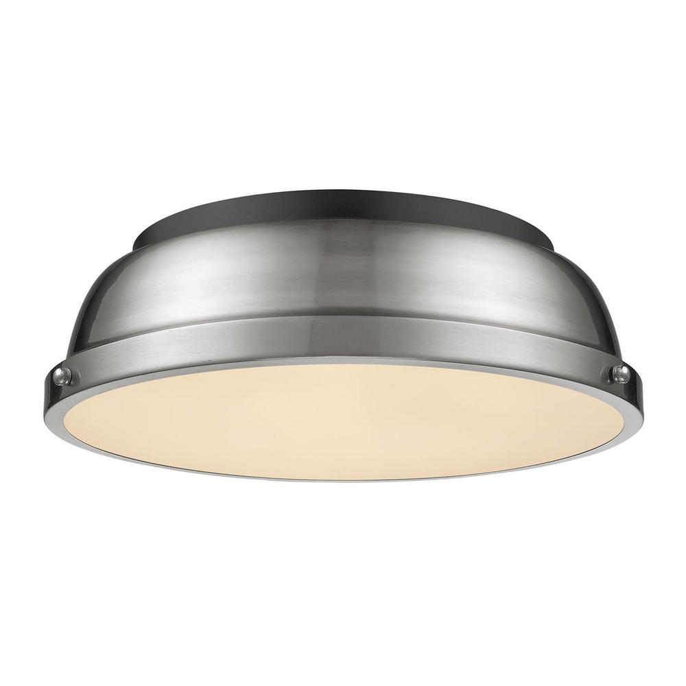 Duncan 14" Flush Mount in Matte Black with Pewter