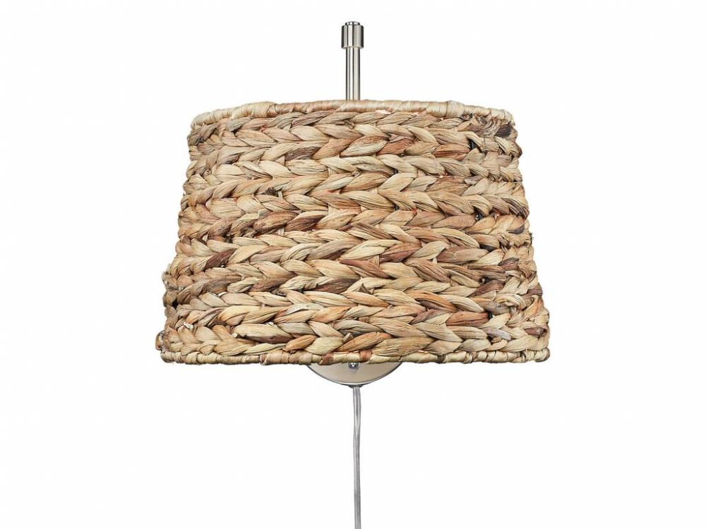 Ryleigh 1-Light Swing Arm in Pewter with Woven Sweet Grass