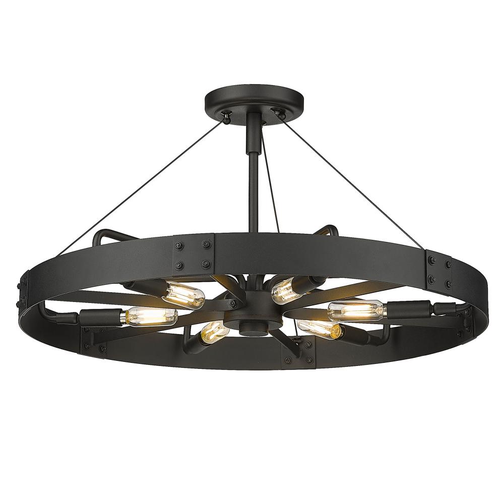 Vaughn Medium Semi-Flush in Natural Black with Natural Black Accents