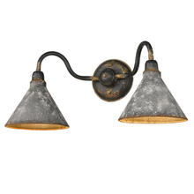 Golden 0877-BA2 ABI-GV - Jasper 2-Light Bath Fixture in Antique Black Iron