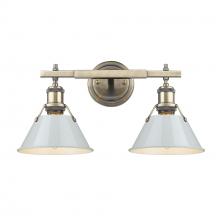 Golden 3306-BA2 AB-DB - Orwell AB 2 Light Bath Vanity in Aged Brass with Dusky Blue shades