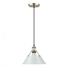 Golden 3306-M AB-DB - Orwell AB Medium Pendant - 10" in Aged Brass with Dusky Blue shade