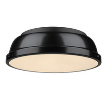 Golden 3602-14 BLK-BK - Duncan 14" Flush Mount in Black with a Black Shade