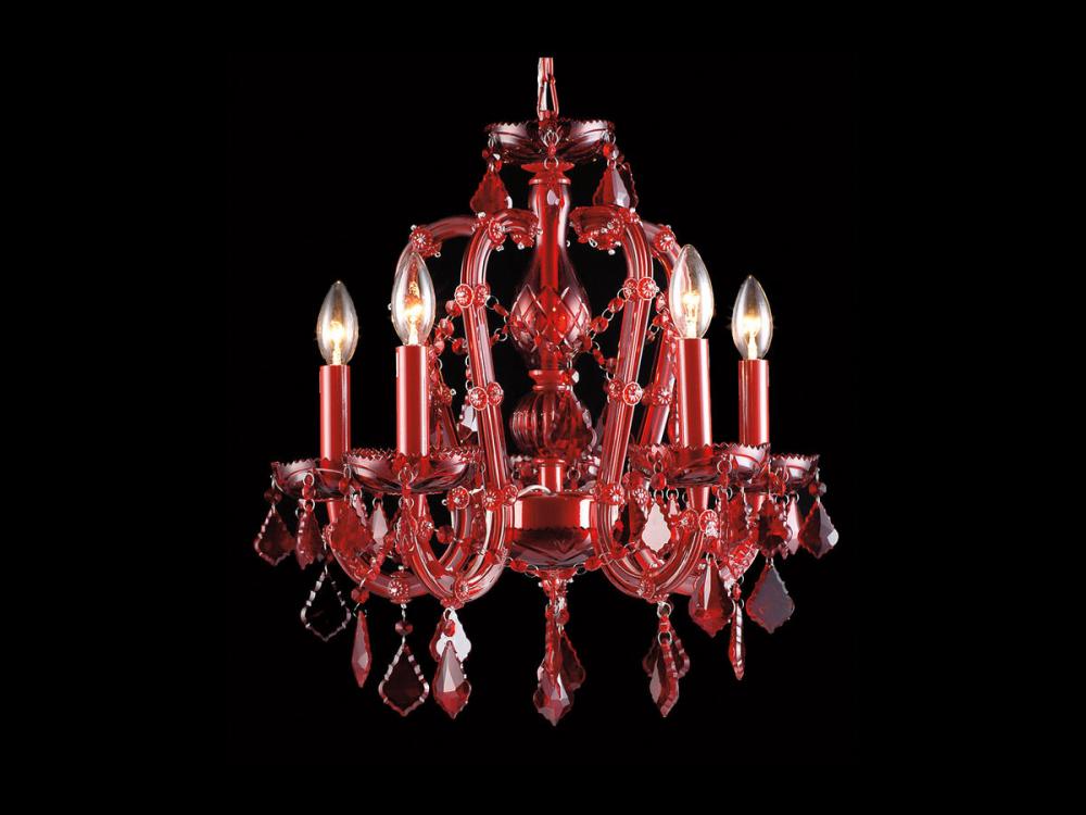 Crimson Blvd. Collection Red 5 Light Mini Crystal Chandelier