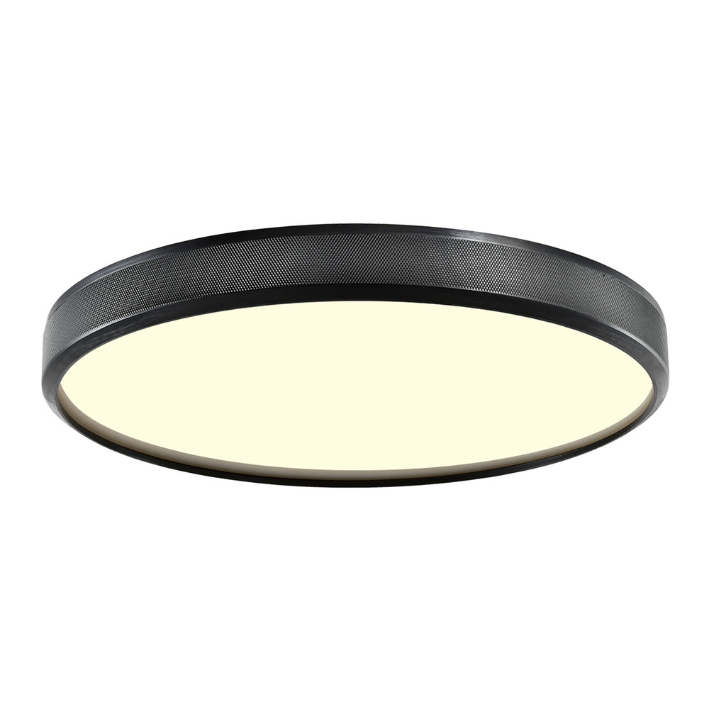 24" LED 3CCT Luxury Braided Knurl Satin Brushed Black Ceiling Flush Mount Light