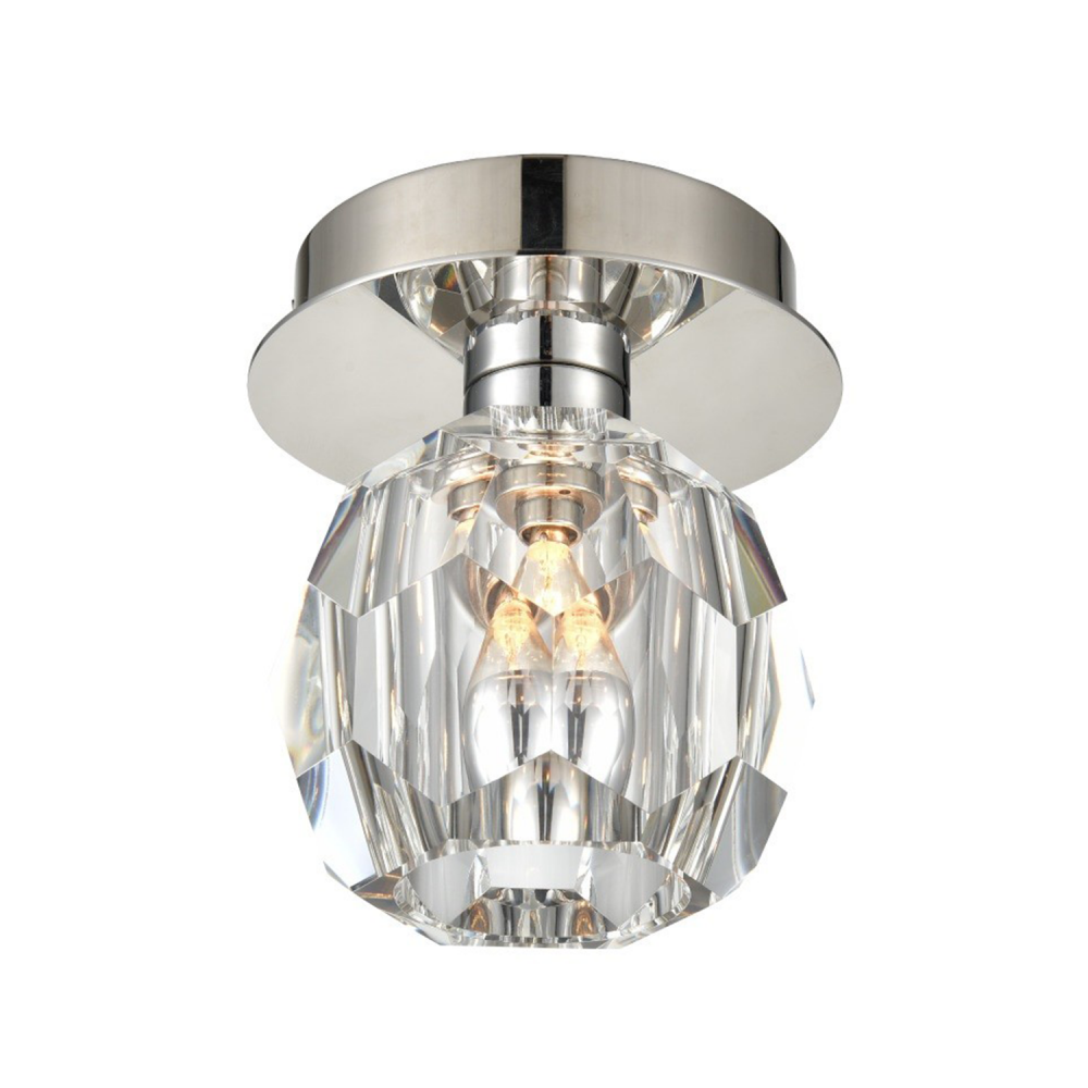 5" Single Polished Nickel Crystal Mini-Flush Mount