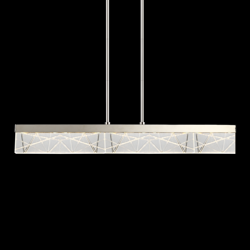 LED 3CCT 43" Thick Engraved Crystals Polished Nickel Linear Pendant