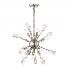 Zeev Lighting CD10168-12-PN - 12-Light 24" Polished Nickel Rock Crystal Sputnik Chandelier