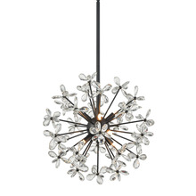 Zeev Lighting CD10212-8-MBK - 8-Light Floral Crystal Pedal Sputnik Matte Black Pendant Light