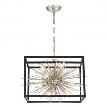 Zeev Lighting CD10222-10-PN+MBK - 10-Light Modern Square Incased Polished Nickel Sputnik Pendant