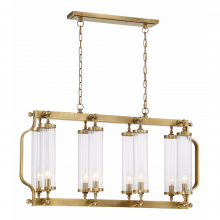 Zeev Lighting CD10227-8-AGB - 8-Light 40" Linear Aged Brass Fluted Glass Chandelier