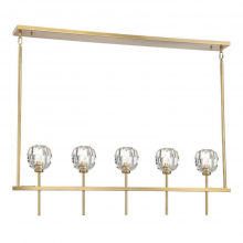 Zeev Lighting CD10268-5-AGB - 5-Light 46" Aged Brass Linear Sputnik Crystal Chandelier