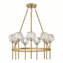 Zeev Lighting CD10270-9-AGB - 9-Light 26" Modern Candle Style Aged Brass Crystal Chandelier