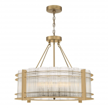 Zeev Lighting CD10284-10-AGB - 10-Light 28" Round Fluted Glass Aged Brass Chandelier