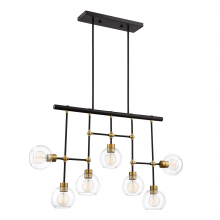 Zeev Lighting CD10291-7-PB+MBK - 7-Light 42" Geometric Globe Polished Brass Chandelier