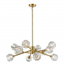 Zeev Lighting CD10309-12-AGB - 12-Light 35" Modern Sputnik Aged Brass Crystal Chandelier