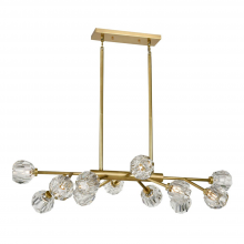 Zeev Lighting CD10311-12-AGB - 12-Light 35" Modern Sputnik Aged Brass Crystal Linear Chandelier