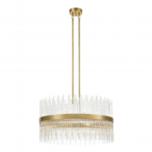 Zeev Lighting CD10313-22-AGB - 22-Light 32" Sleek Aged Brass Band Drum Shade Crystal Chandelier