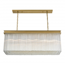 Zeev Lighting CD10328-20-AGB - 20-Light 48" Rectangular Aged Brass Inverted Tiered Crystal Chandelier