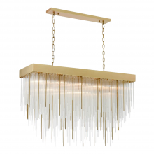 Zeev Lighting CD10330-17-AGB - 17-Light 48" Rectangular Aged Brass Crystal Chandelier