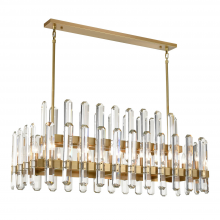 Zeev Lighting CD10332-14-AGB - 14-Light 48" 2-Tier Aged Brass Rectangular Crystal Chandelier