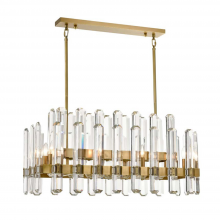 Zeev Lighting CD10334-10-AGB - 10-Light 36" 2-Tier Aged Brass Rectangular Crystal Chandelier