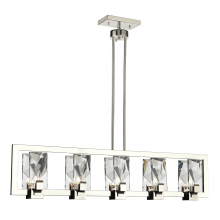 Zeev Lighting CD10345-5-PN - 5-Light 46" Sleek Linear Polished Nickel Crystal Chandelier