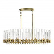 Zeev Lighting CD10355-12-AGB - 12-Light 40" Oval Aged Brass Linear Glass Chandelier