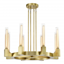 Zeev Lighting CD10359-8-AGB - 8-Light 32" Aged Brass Wheel Styled Glass Chandelier