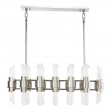 Zeev Lighting CD10368-24-PN - 24 Duo Light 36" Polished Nickel Linear Glass Chandelier